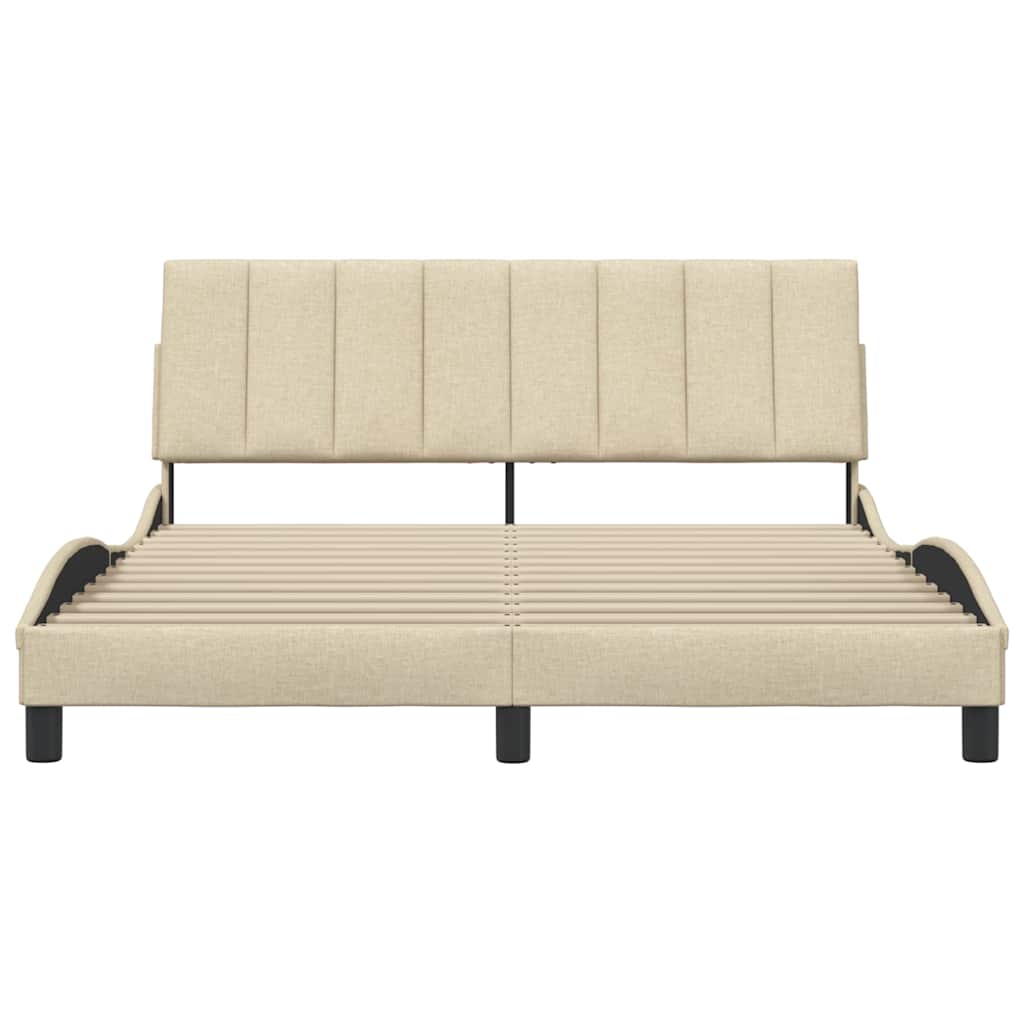 Estrutura de cama sem colchão hanko 160x200 cm tecido cor creme