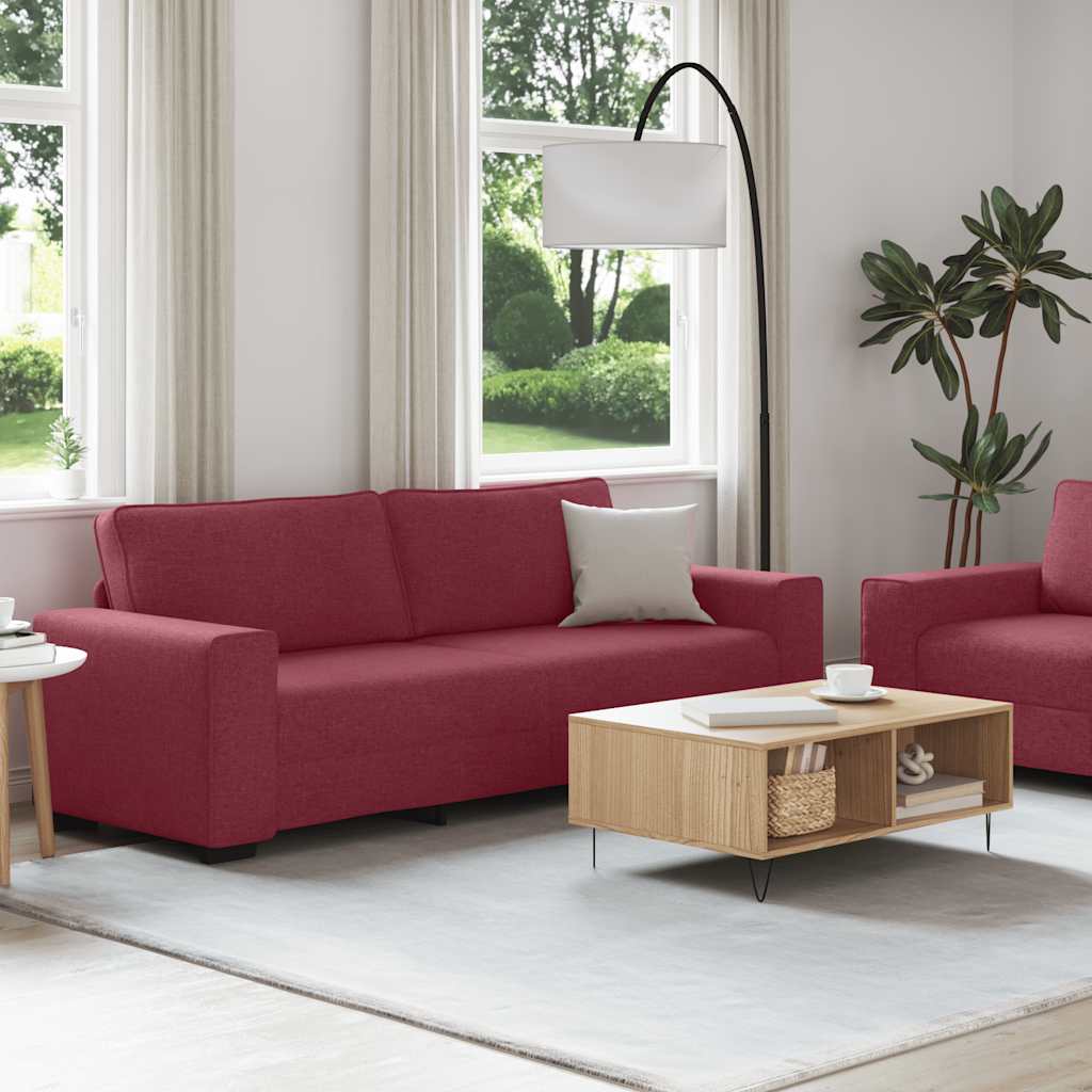 Conjunto de sofá de 2 peças com almofadas em tecido vermelho vinho