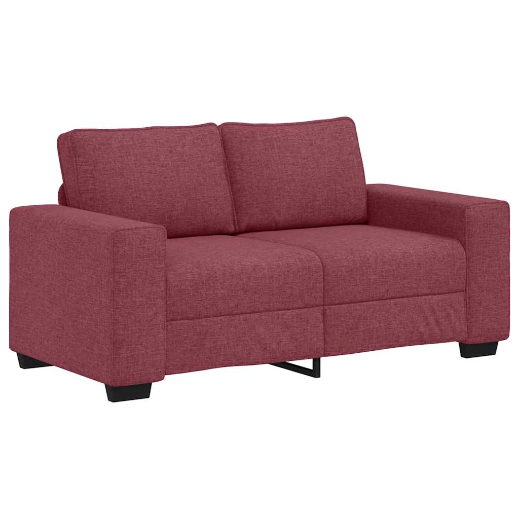 Conjunto de sofá de 2 peças com almofadas em tecido vermelho vinho