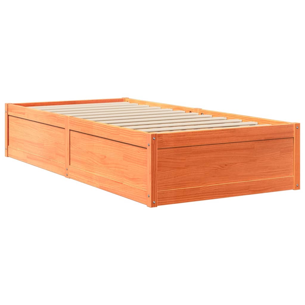 Cama com colchão 90x200 cm pinho maciço castanho-mel