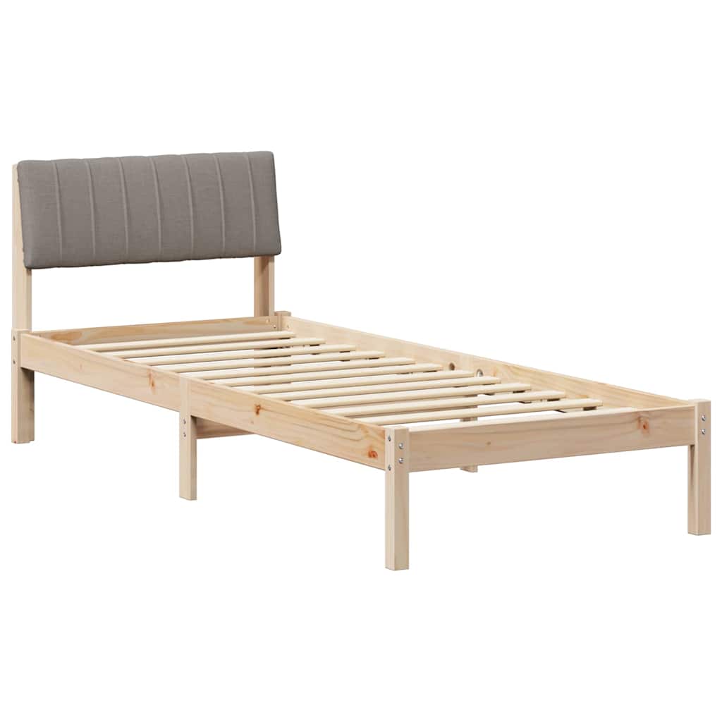 Estrutura da cama com cabeceira marrom e taupe 75 x 190 cm