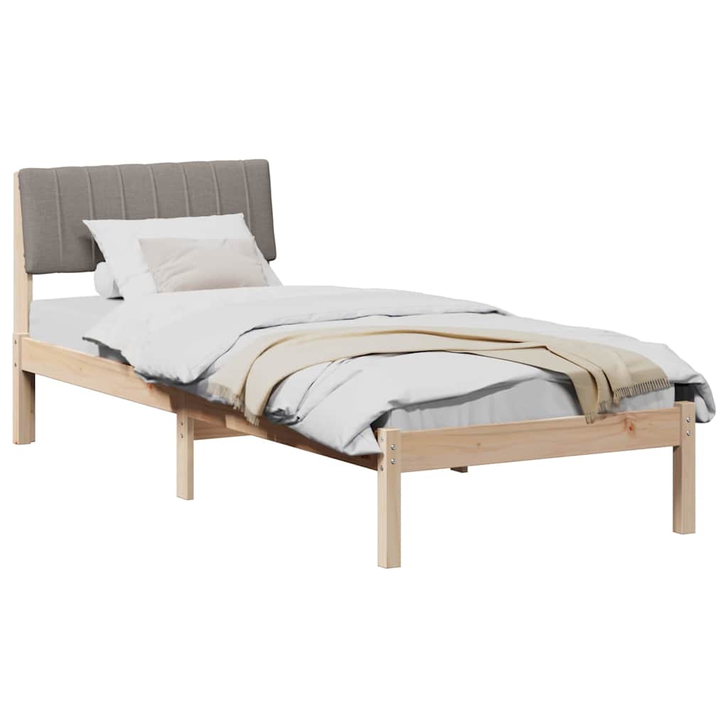 Estrutura da cama com cabeceira marrom e taupe 75 x 190 cm