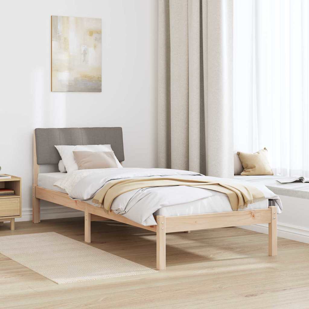 Estrutura da cama com cabeceira marrom e taupe 75 x 190 cm