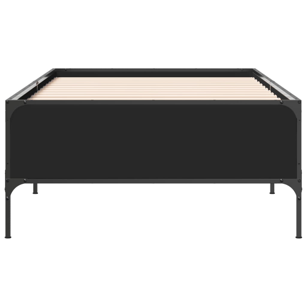 Estrutura de cama 90x190 cm derivados de madeira e metal preto