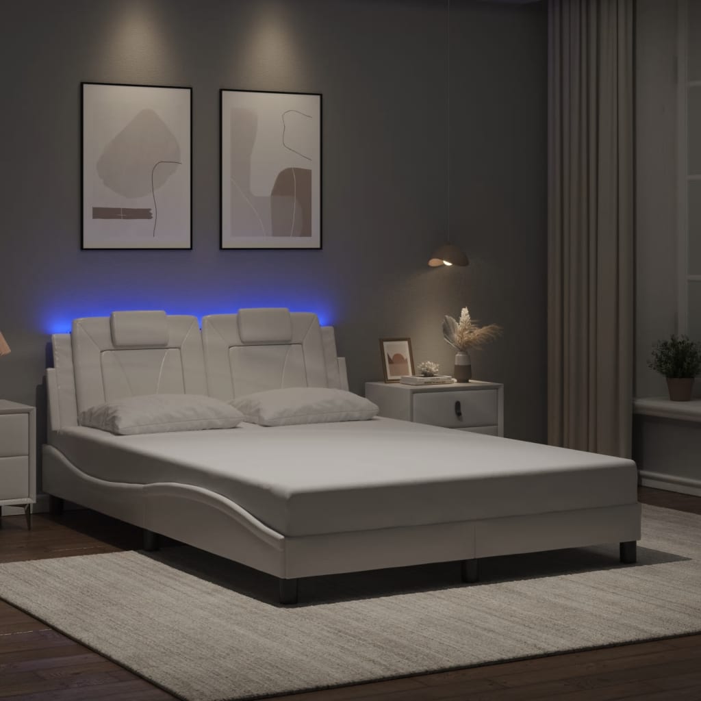Estrutura de cama viana com LED sem colchão 140x190 cm branco