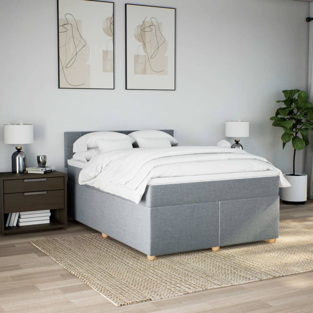 Cama com molas/colchão 140x190 cm tecido cinzento-claro