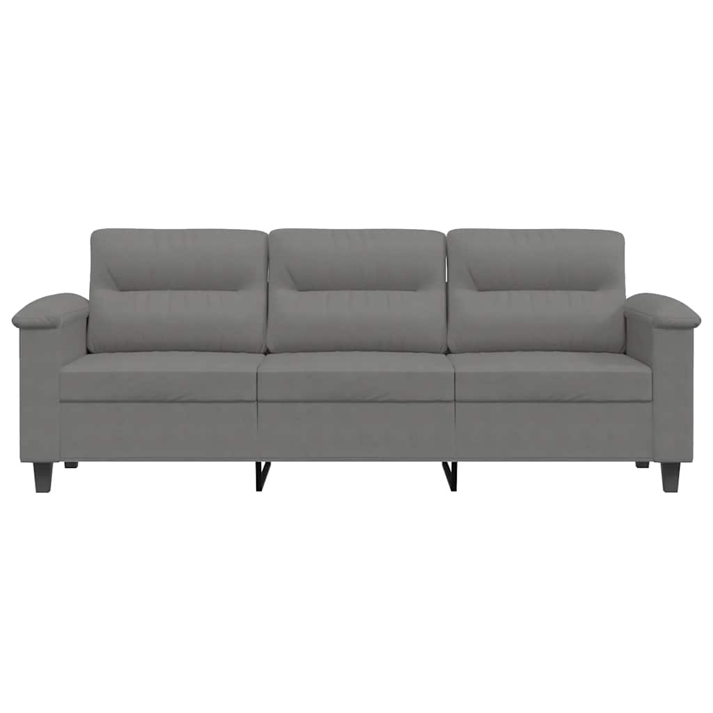 Sofá de 3 lugares 180 cm tecido de microfibra cinzento-escuro