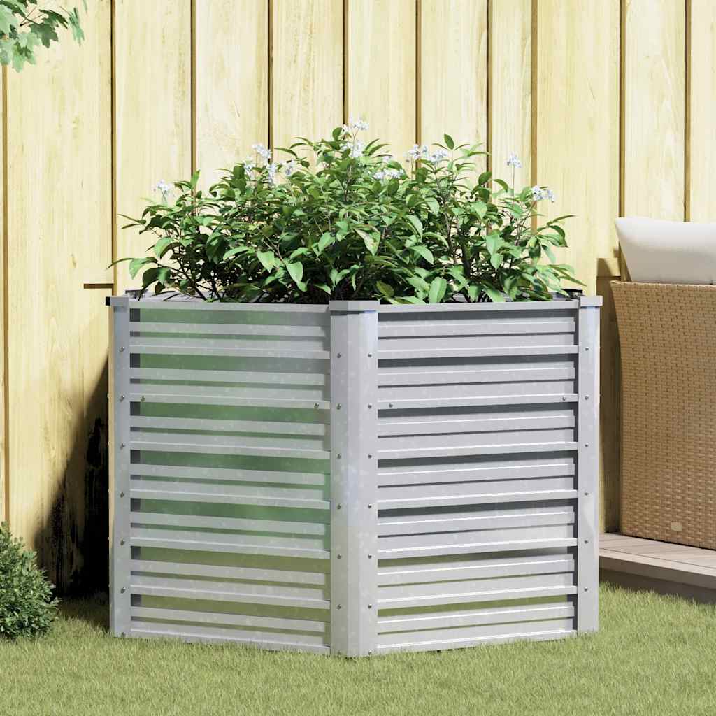 Canteiro elevado de jardim 129x77 cm aço galvanizado prateado