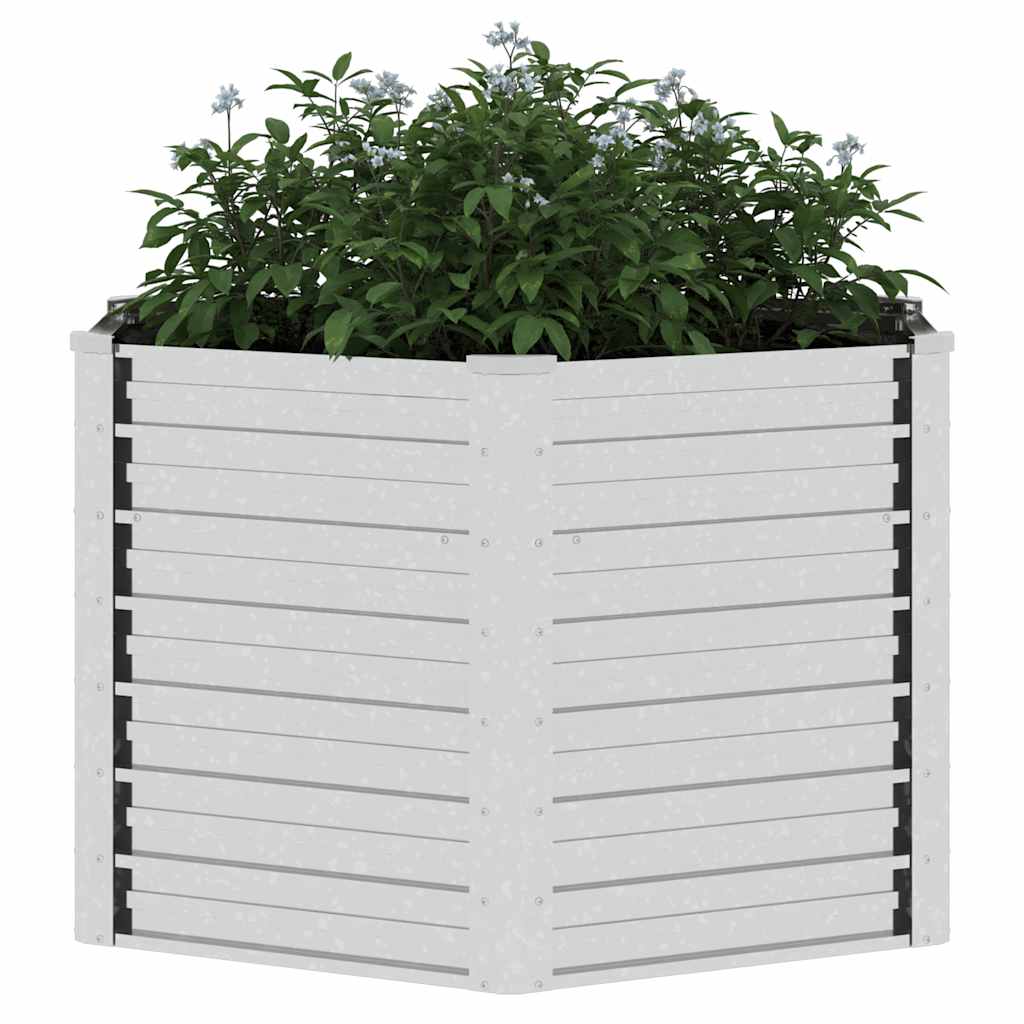 Canteiro elevado de jardim 129x77 cm aço galvanizado prateado