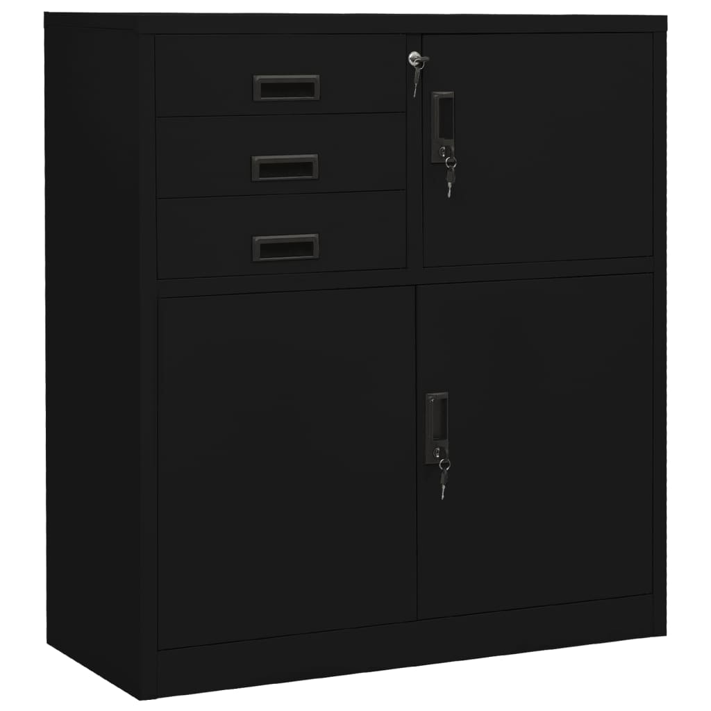 Armário de escritório 90x40x102 cm aço preto