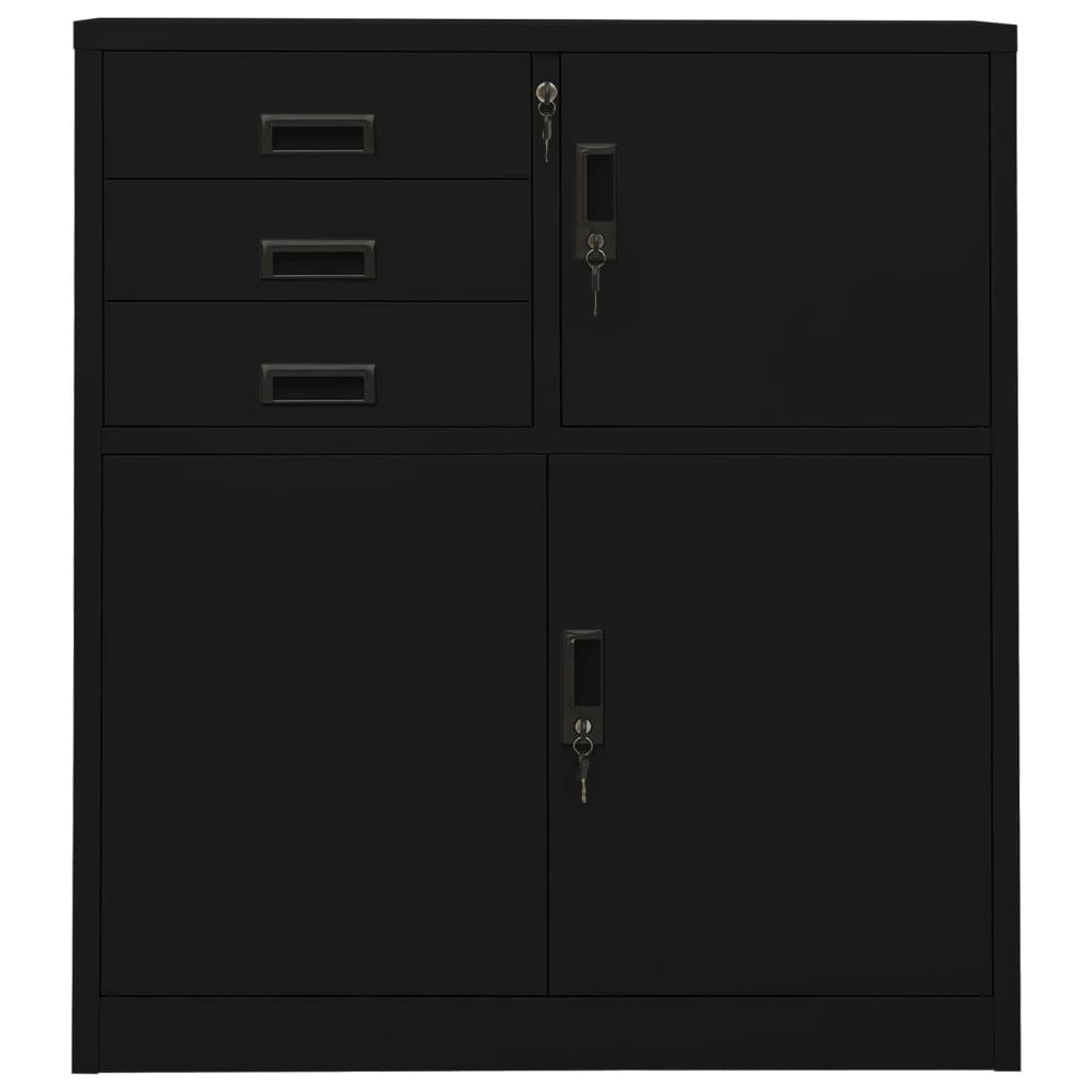 Armário de escritório 90x40x102 cm aço preto