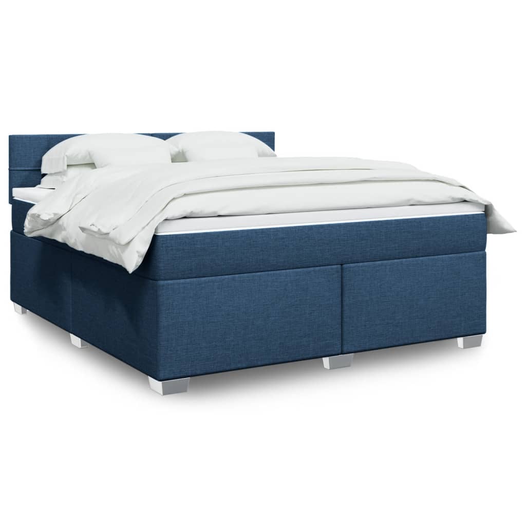 Cama com molas/colchão 180x200 cm tecido azul