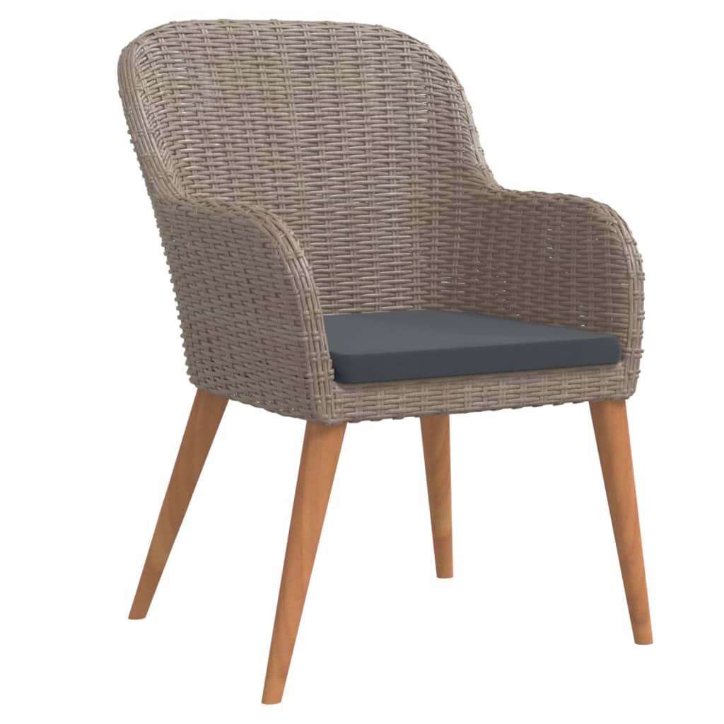 5 Pcs conjunto de jantar p/ jardim c/ almofadões castanho
