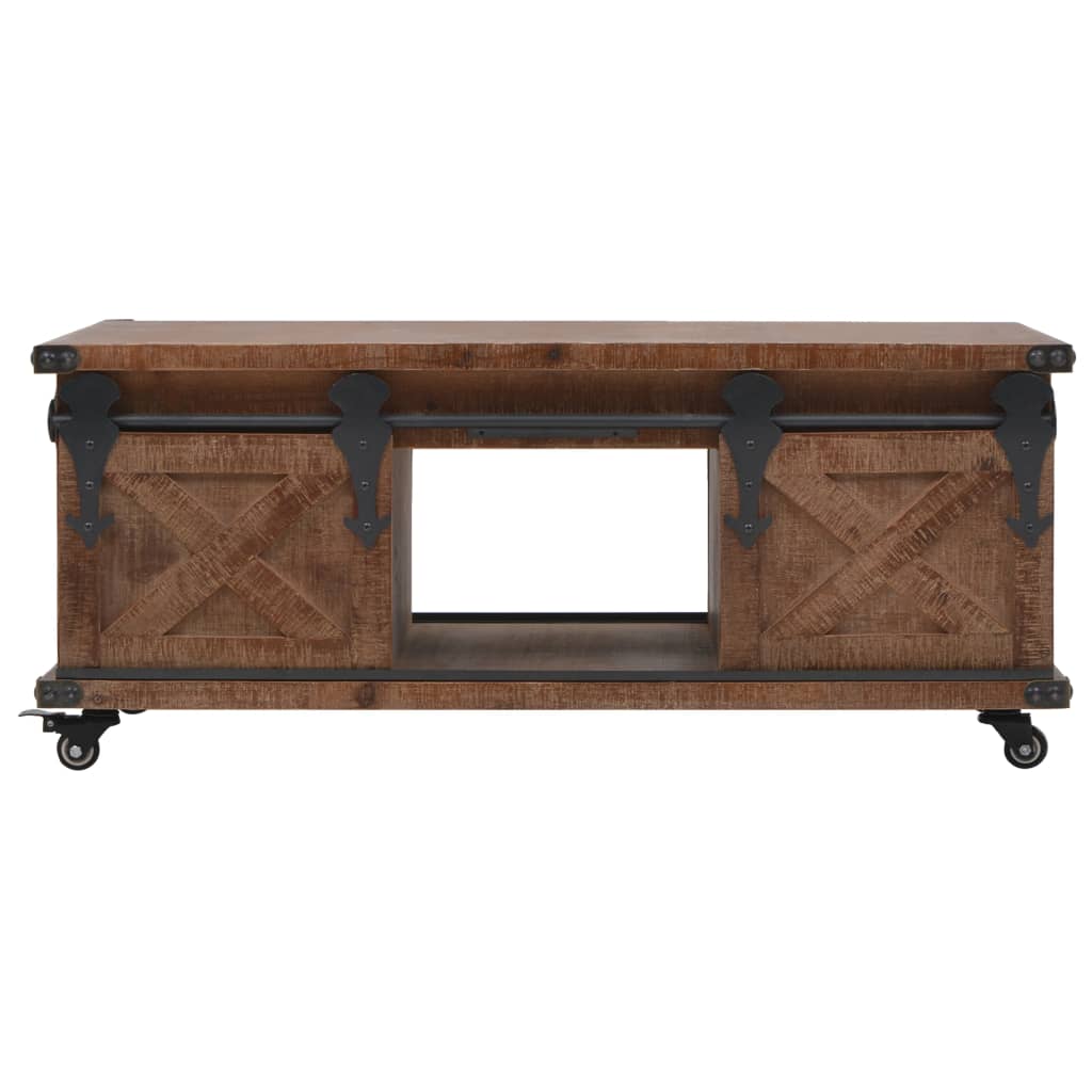 Mesa de centro em madeira de abeto maciça 91x51x38 cm castanho