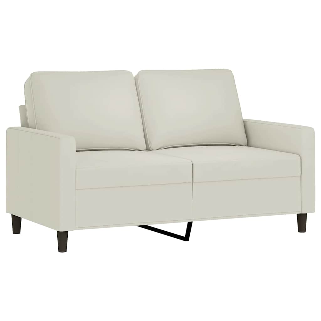 3 Pcs conjunto de sofás com almofadões veludo cor creme