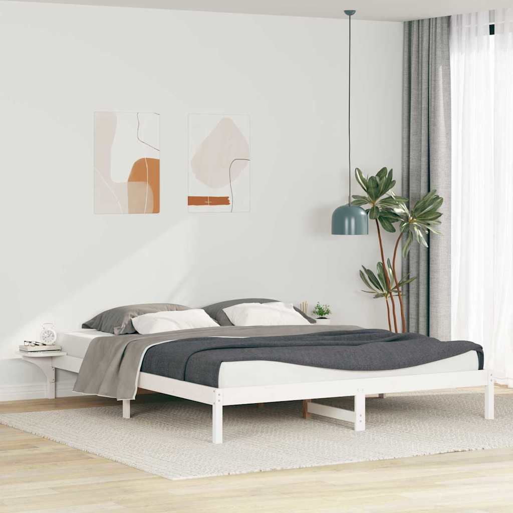 Cama com mesas laterais branco 200 x 220 cm