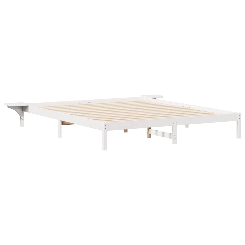 Cama com mesas laterais branco 200 x 220 cm