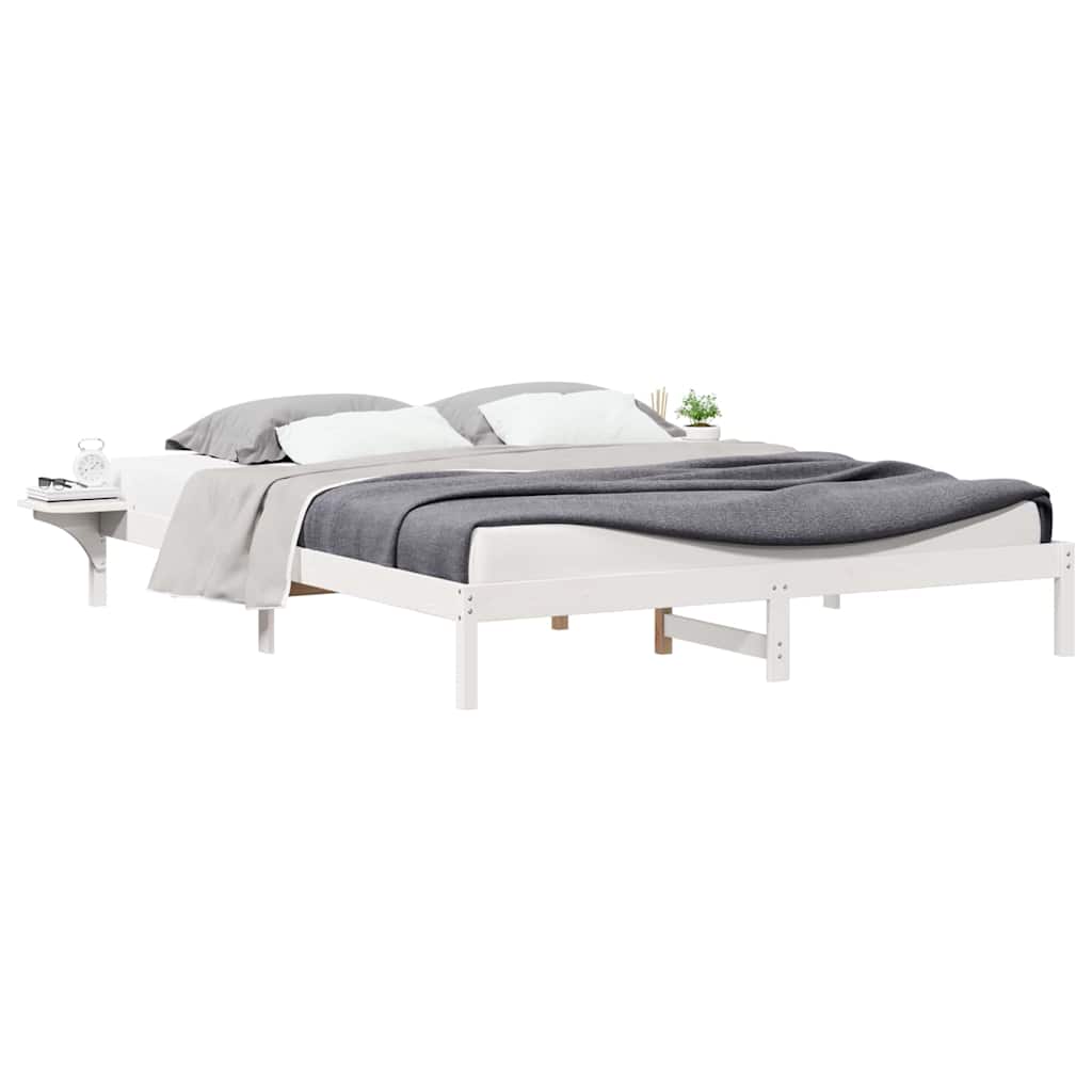 Cama com mesas laterais branco 200 x 220 cm