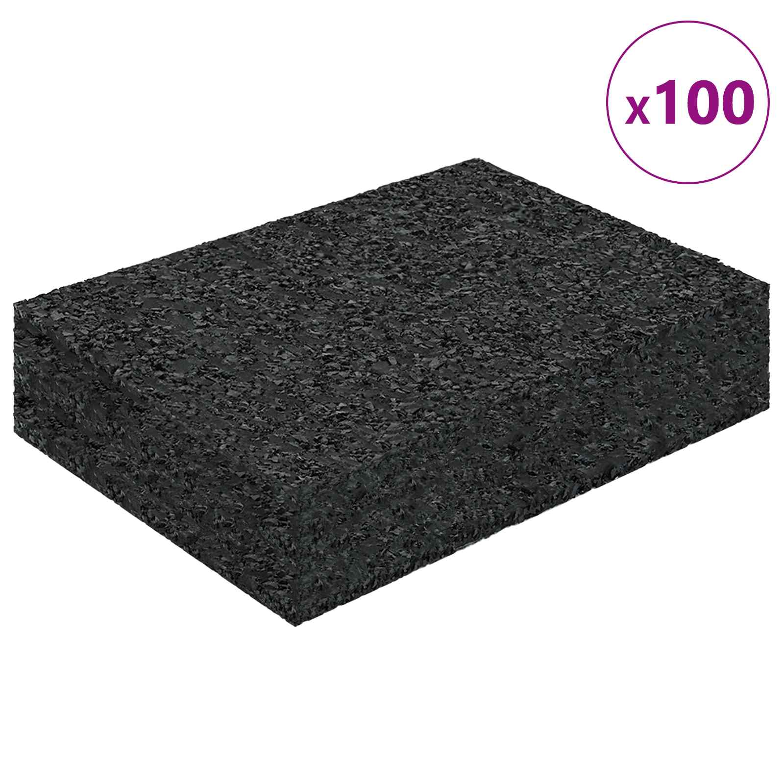 Tapete de pátio em granulado de borracha preto 6 x 9 x 2 cm