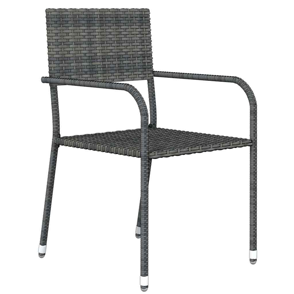 3 Pcs conjunto de jantar para jardim cinzento
