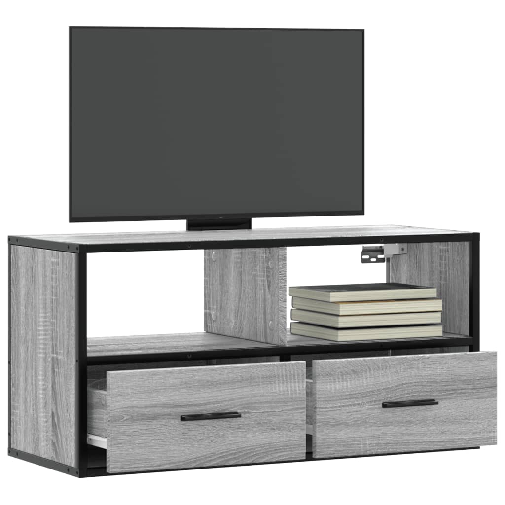 Móvel p/ TV 80x31x39,5 cm deriv. madeira/metal cinzento sonoma