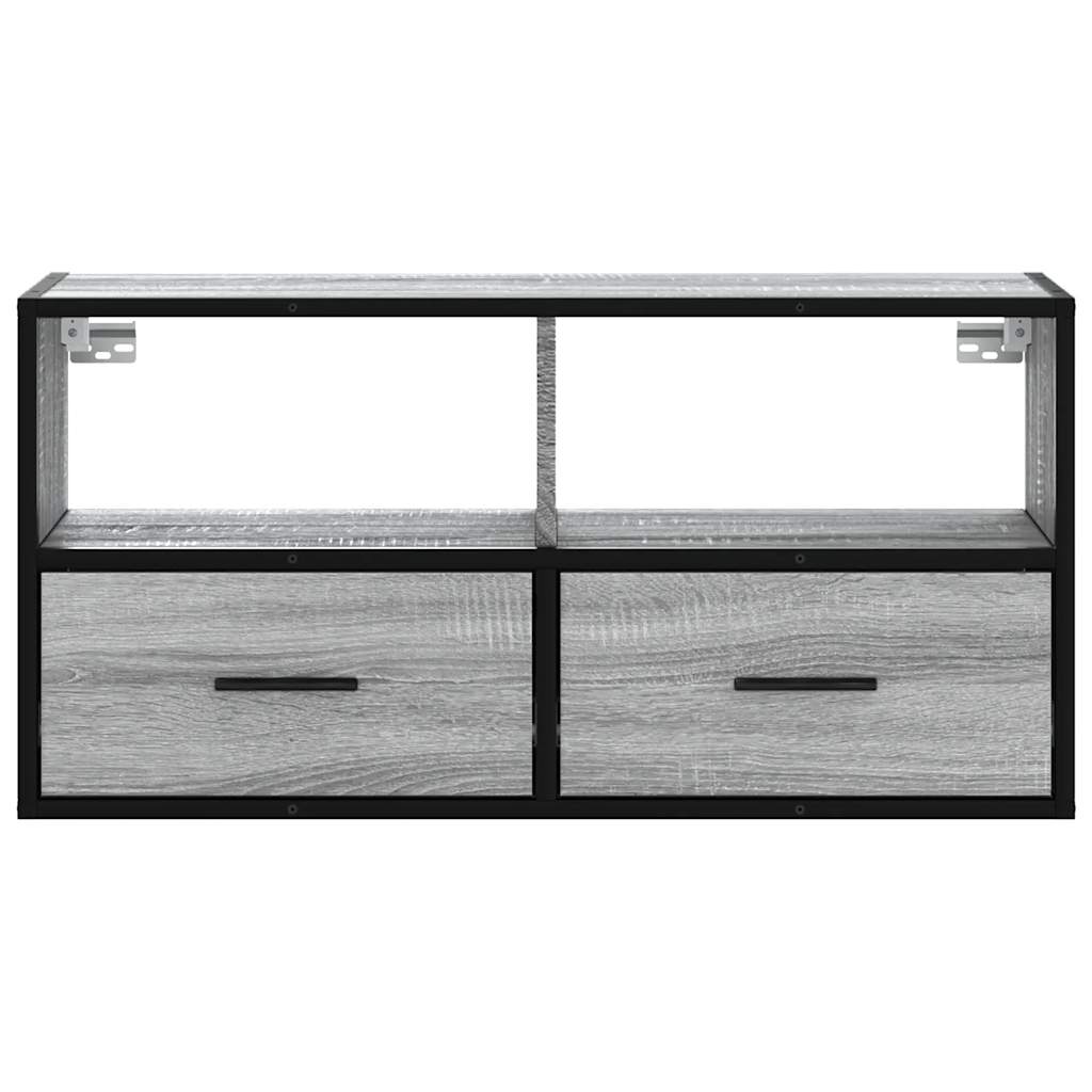 Móvel p/ TV 80x31x39,5 cm deriv. madeira/metal cinzento sonoma