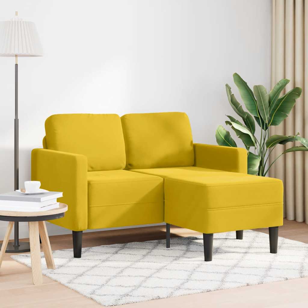 Sofá 2 lugares com chaise em l 125 cm veludo amarela
