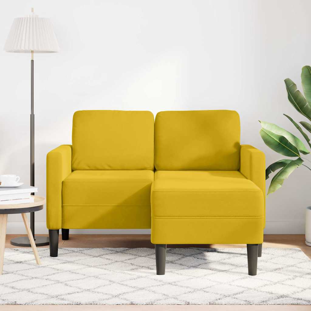 Sofá 2 lugares com chaise em l 125 cm veludo amarela