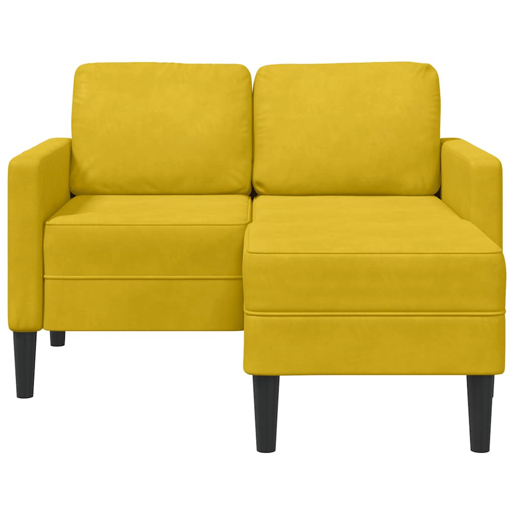 Sofá 2 lugares com chaise em l 125 cm veludo amarela