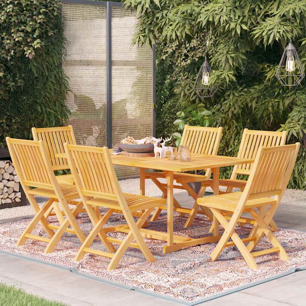7 Pcs conjunto de jantar para jardim madeira de teca maciça