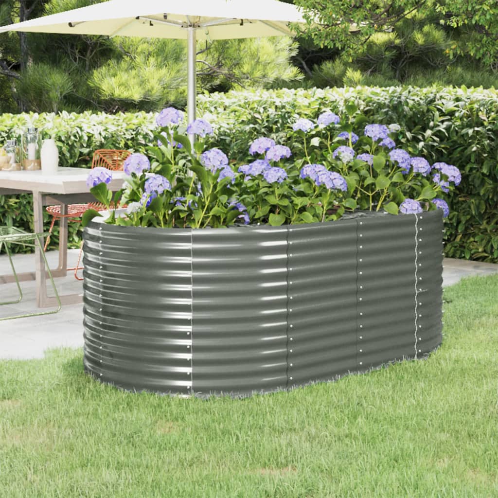 Canteiro elevado jardim 175x100x68 aço galvanizado cinzento