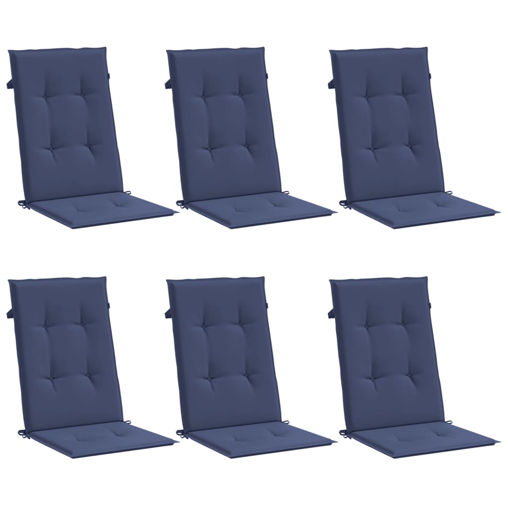 Almofadões cadeira encosto alto 6pcs tecido azul-marinho