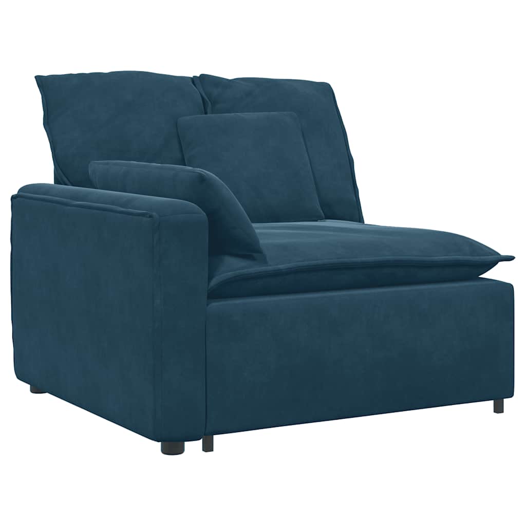 Sofá modular com almofadas veludo azul