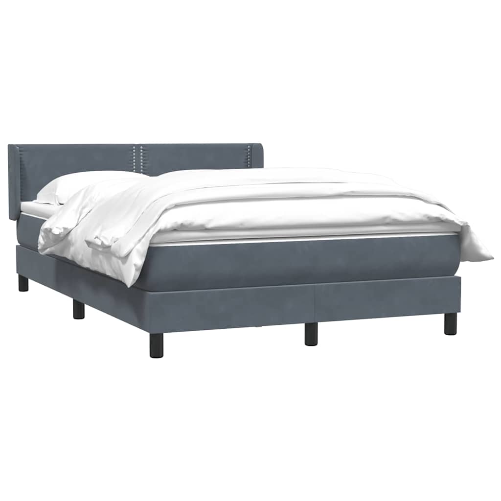 Cama com molas/colchão 160x210 cm veludo cinzento-escuro