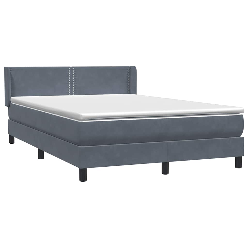 Cama com molas/colchão 160x210 cm veludo cinzento-escuro