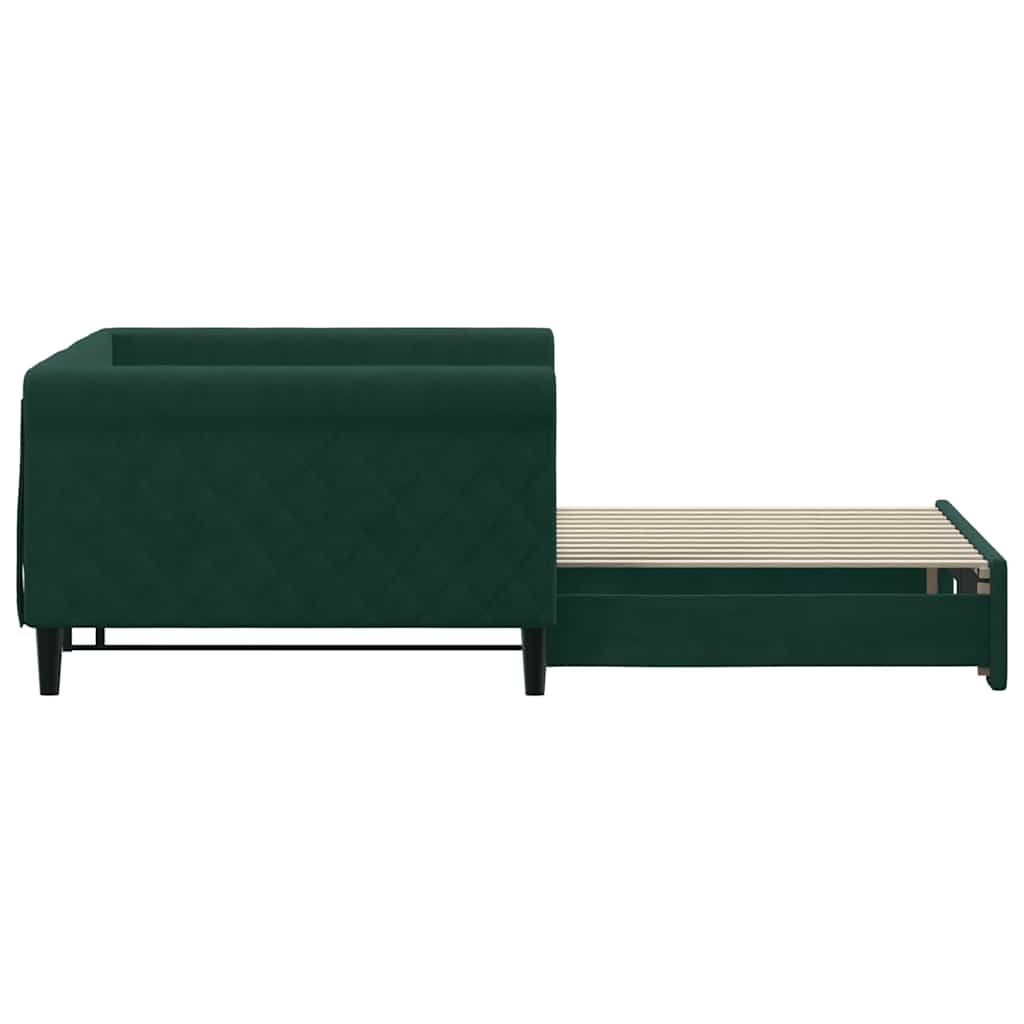Sofá-cama com gavetão 100x200 cm veludo verde-escuro