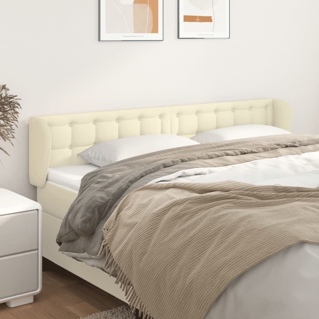 Cabeceira de cama c/ abas couro artificial 163x23x78/88cm creme