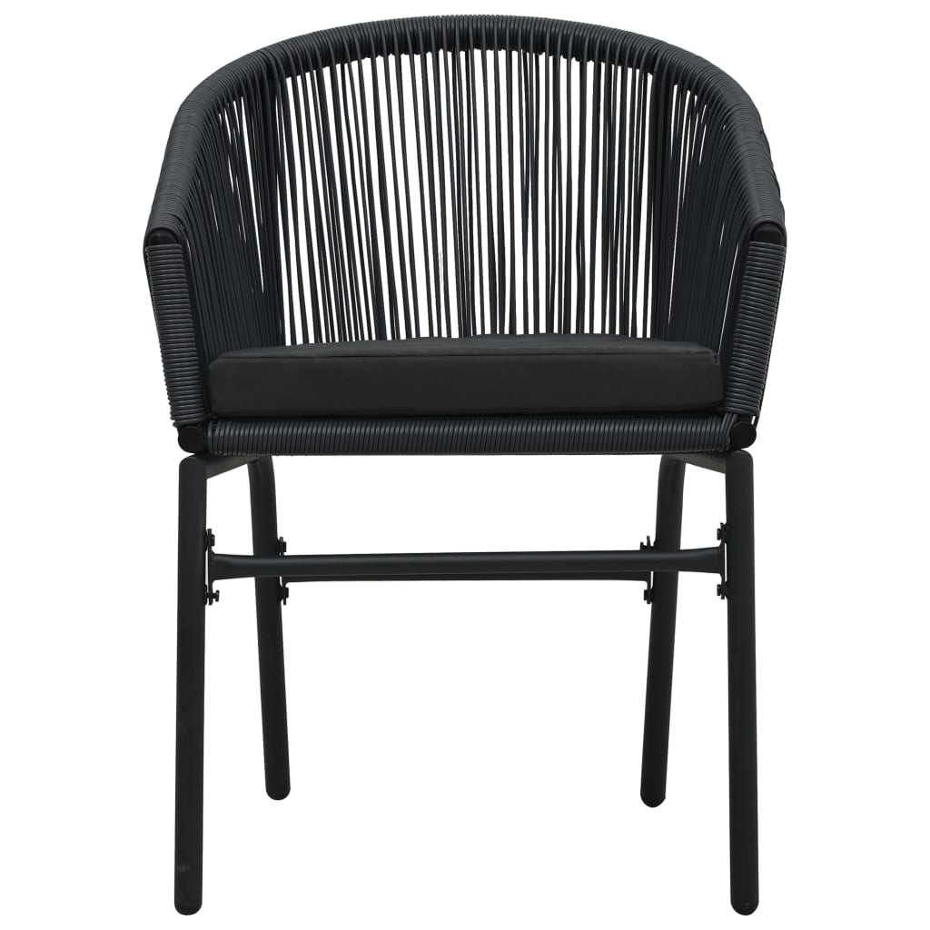 Cadeiras de jardim 2 pcs vime PE preto