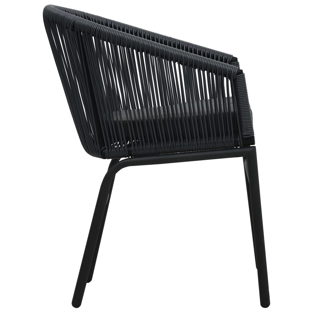 Cadeiras de jardim 2 pcs vime PE preto