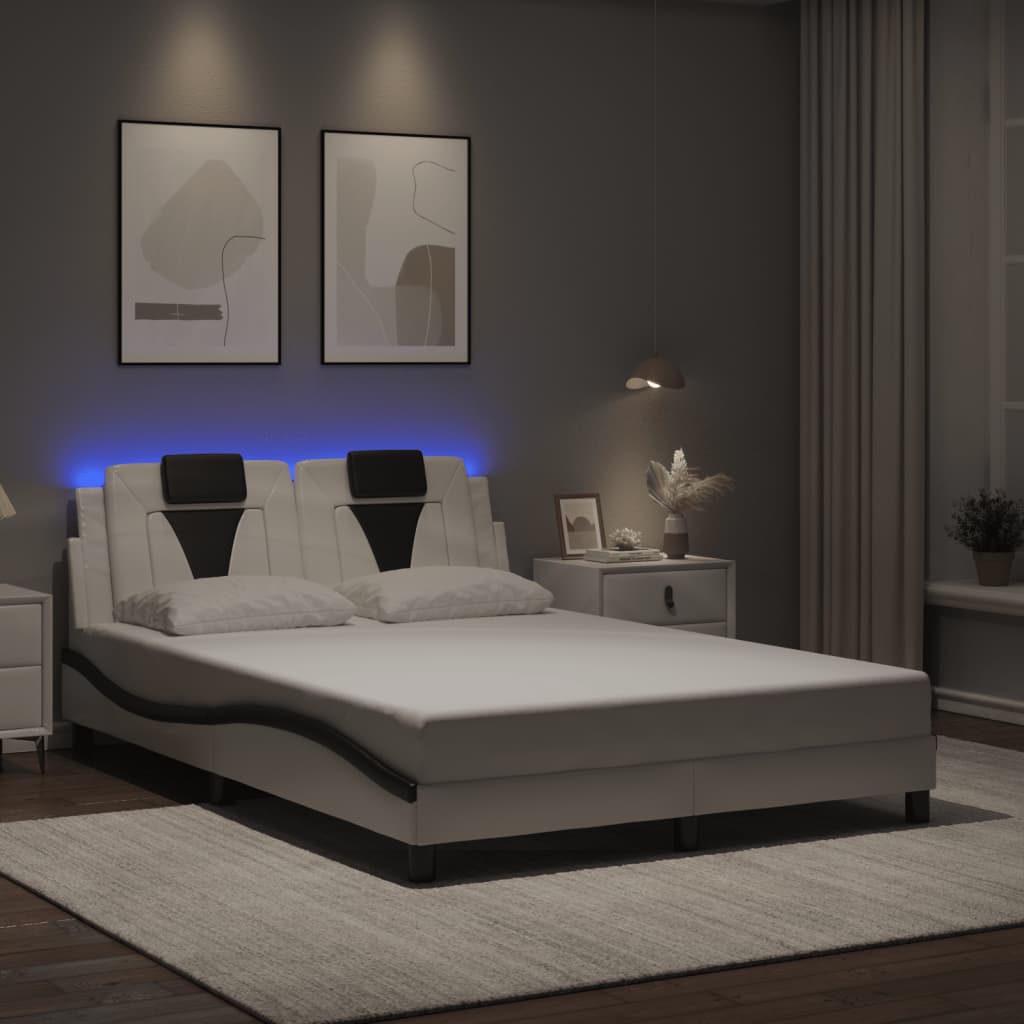 Estrutura de cama viana com LED sem colchão 140x200cm branco/preto