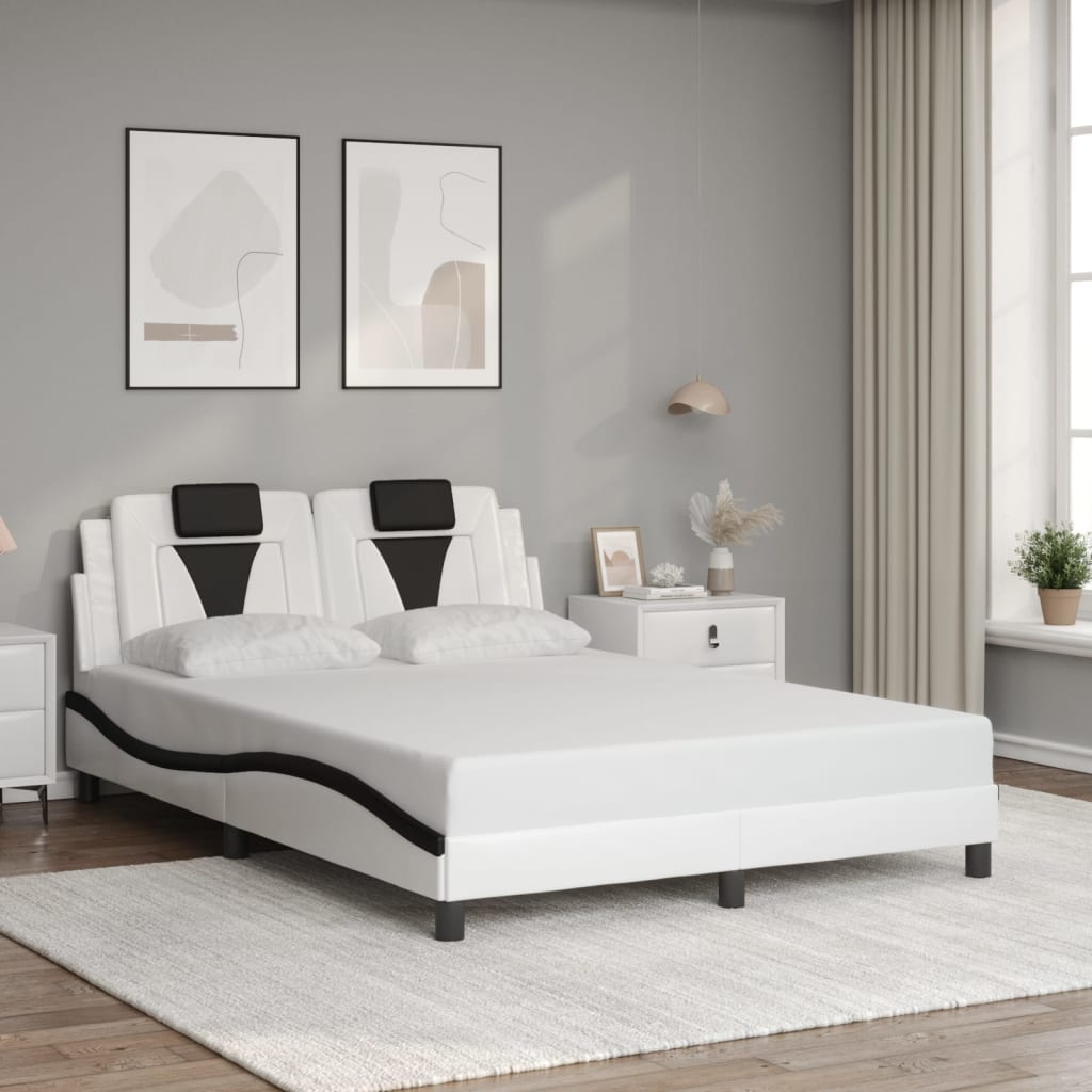 Estrutura de cama viana com LED sem colchão 140x200cm branco/preto