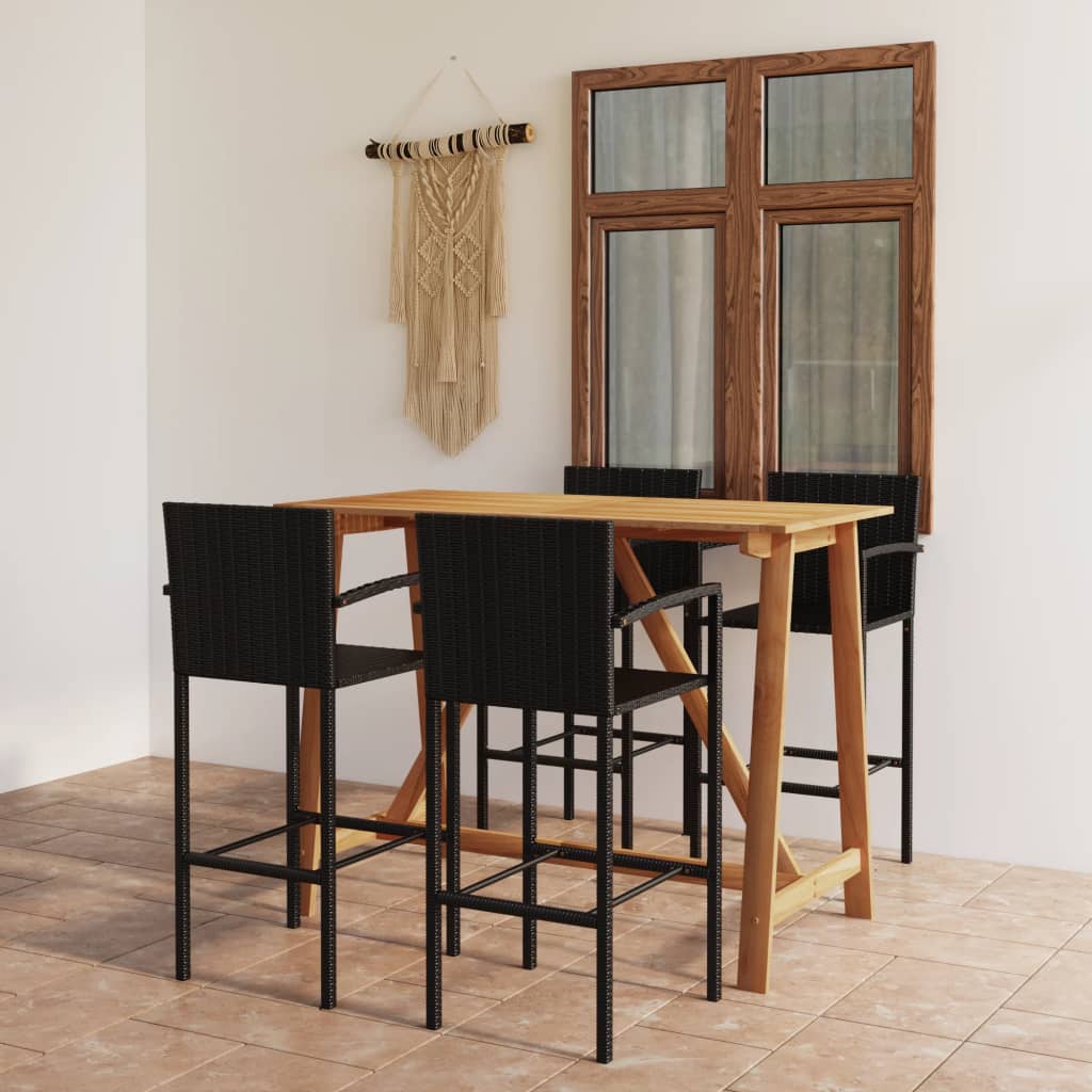 5 Pcs conjunto de bar para jardim preto