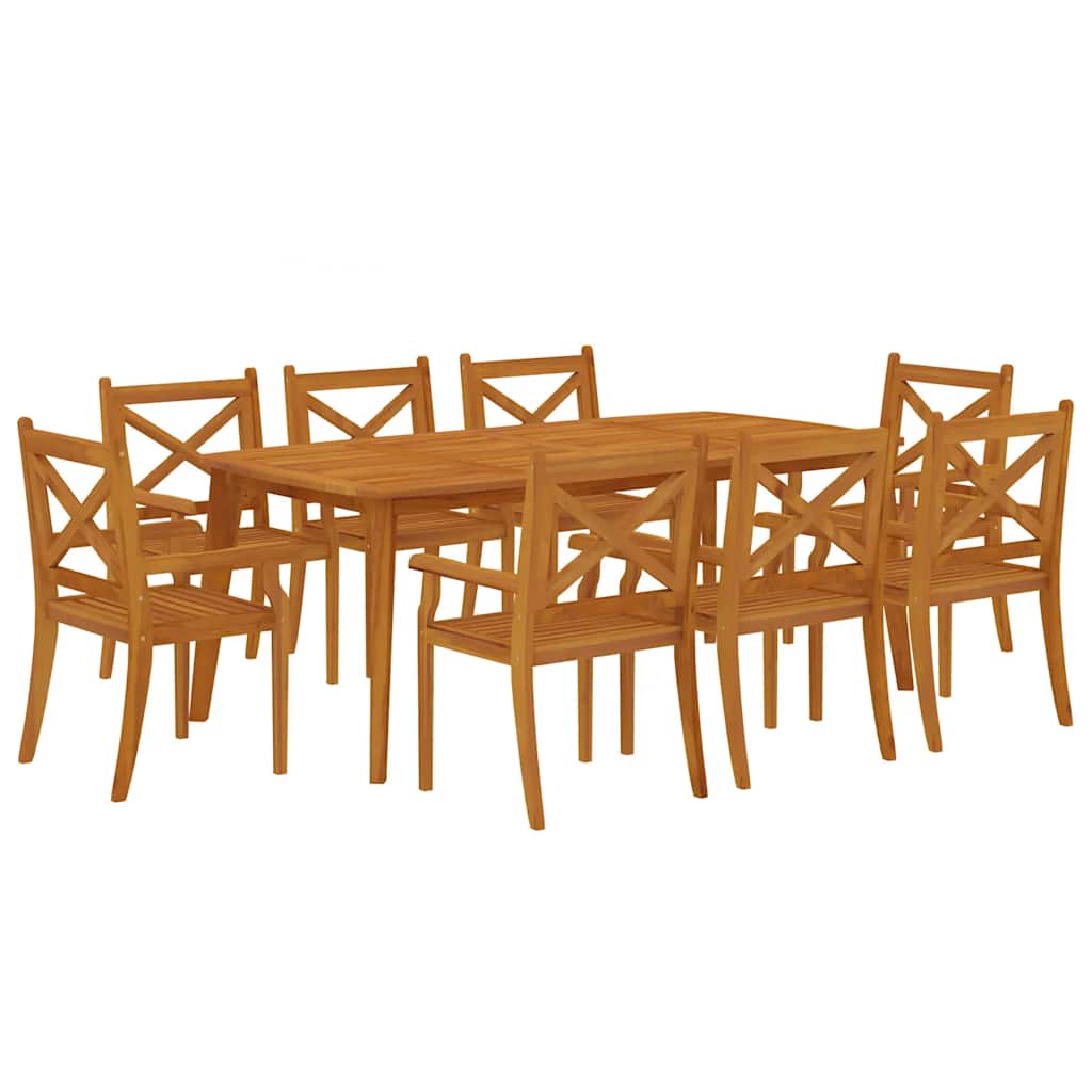 9 Pcs conjunto de jantar para jardim madeira de acácia maciça