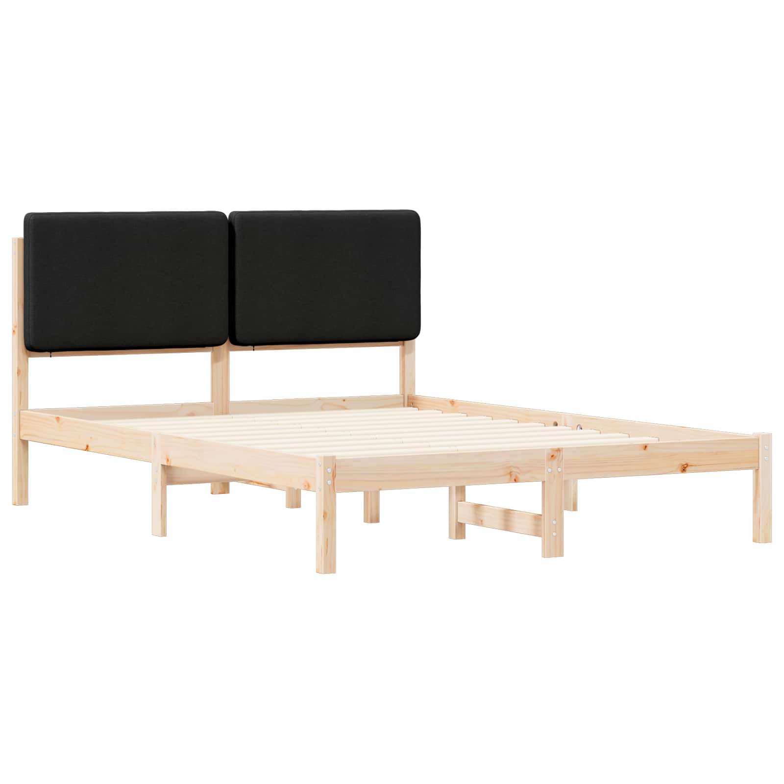 Estrutura de cama com cabeceira estofada preto 140 x 200 cm