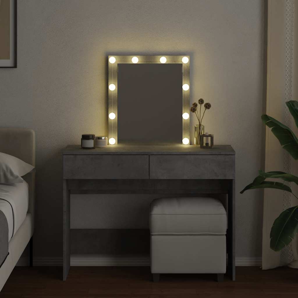Toucador com leds 100x40x130 cm cinzento cimento