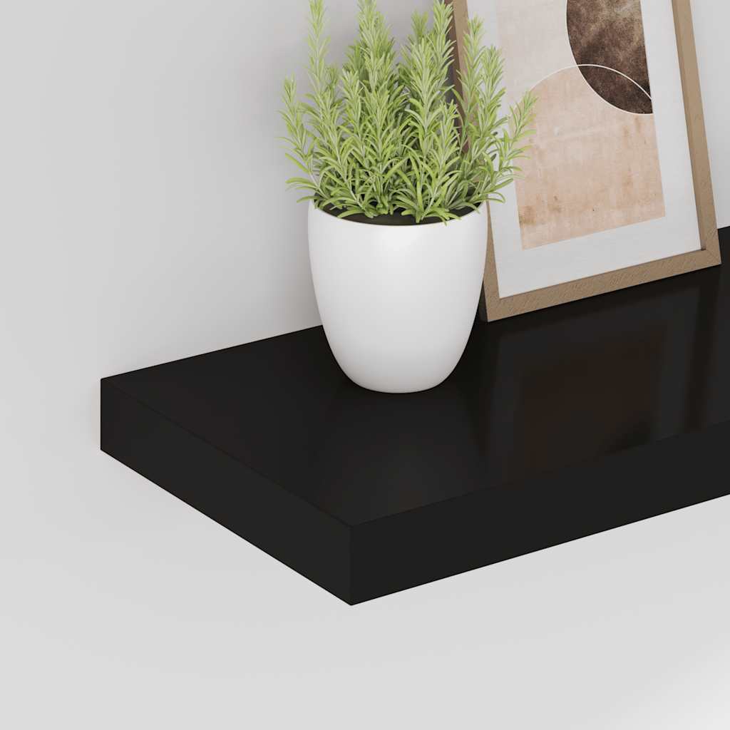 Prateleiras de parede suspensas 2 pcs 60x23,5x3,8 cm MDF preto