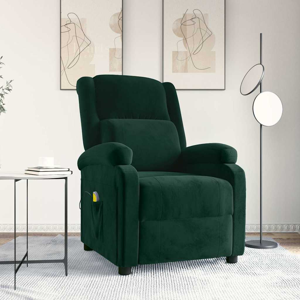 Poltrona de massagens veludo verde-escuro