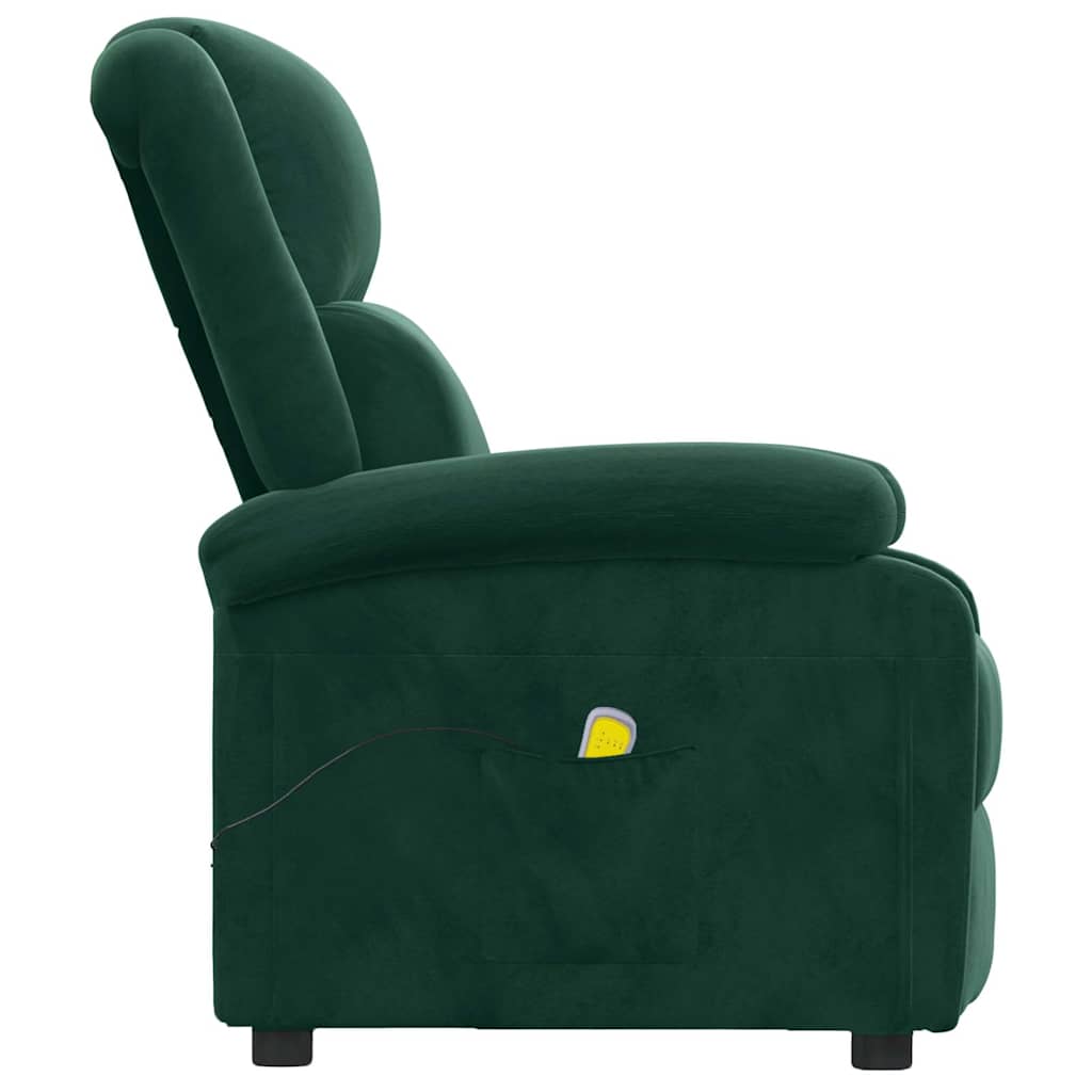 Poltrona de massagens veludo verde-escuro