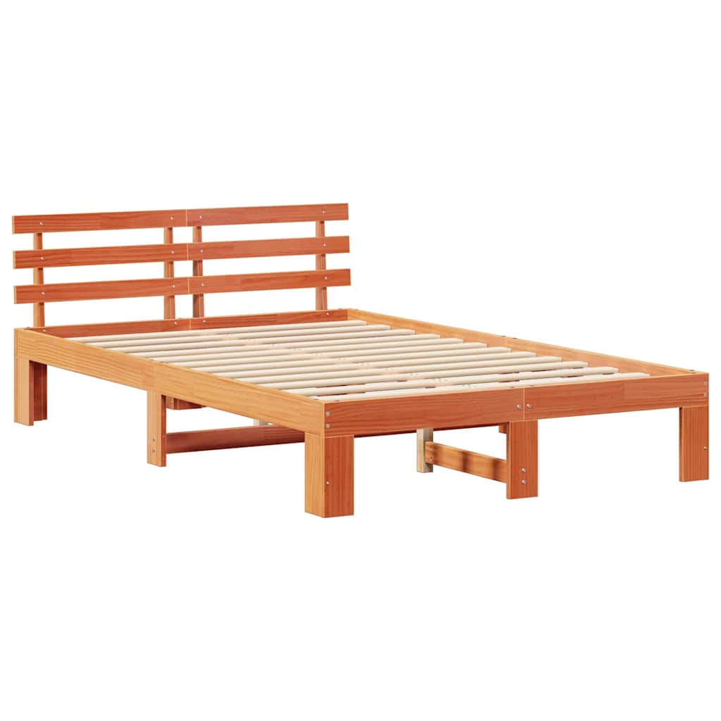 Estrutura da cama com cabeceira marrom cera 135 x 190 cm