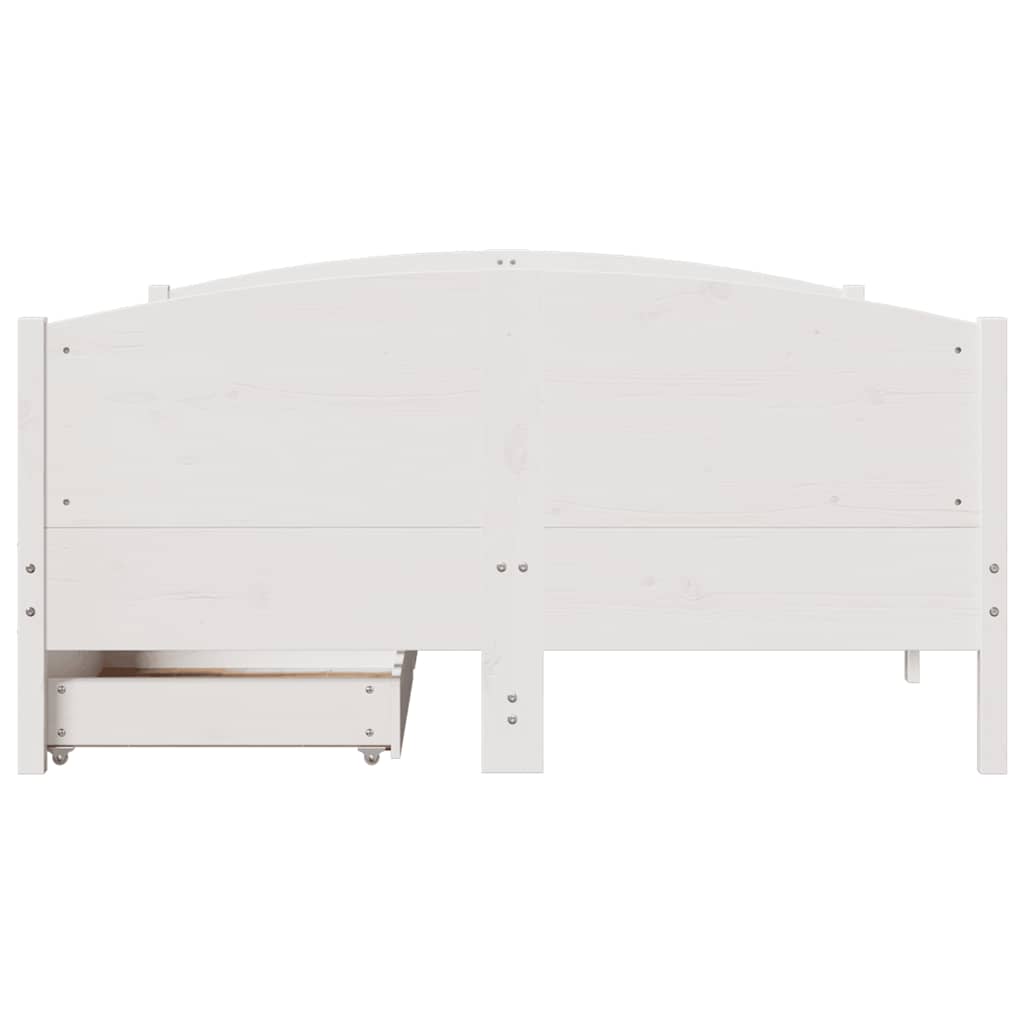 Cama sem colchão 140x190 cm madeira de pinho maciça branco
